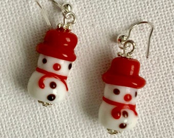 Glass Snowmen Earrings