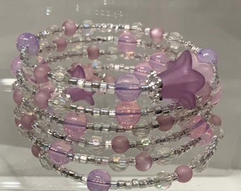 Pretty Pink and Purple Beaded Memory Bracelet
