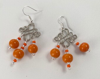 Bright Orange Dangle Earrings