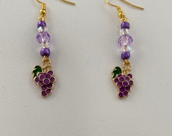 Purple Grapes Dangle Earrings