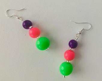 Bright Beaded Dangle Earrings