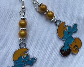 Smurf bowling earrings