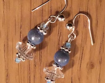 Pale blue bead earrings