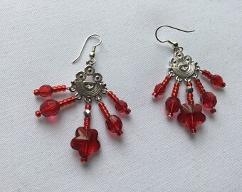 Red dangly earrings