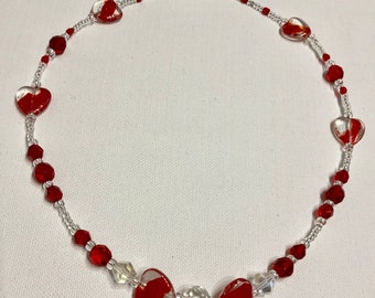 Bright Red Beaded Necklace