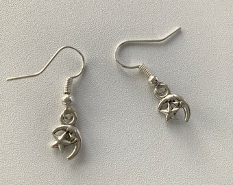 Moon and Star Charm Earrings