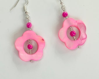 Pink Shell Dangle Earrings