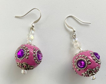 Chunky Pink and Purple Earrings