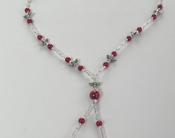 Red Bead Bee Necklace