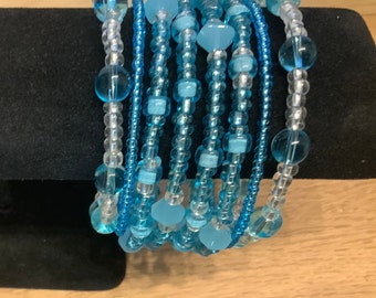 Blue Beaded Memory Bracelet