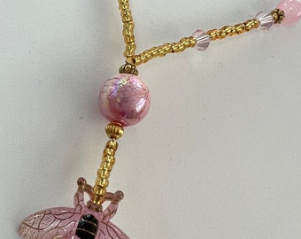 Pink Bee Necklace