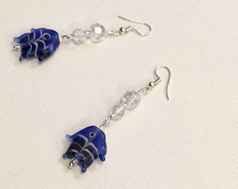 Blue Fish Dangley Earrings