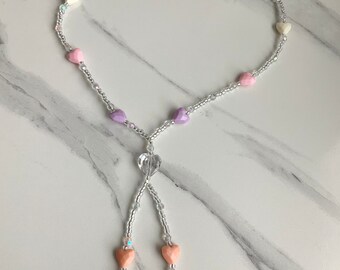 Pretty Pastel Coloured Heart Necklace