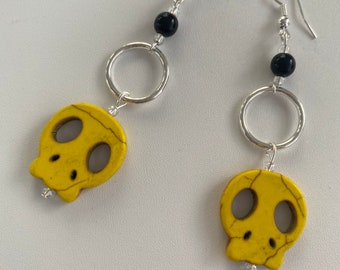 Yellow Skull Bead Earrings