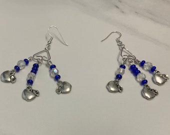 Pretty Blue and Silver Apple Dangle Beads