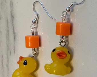 Dangly Yellow Duck Earrings