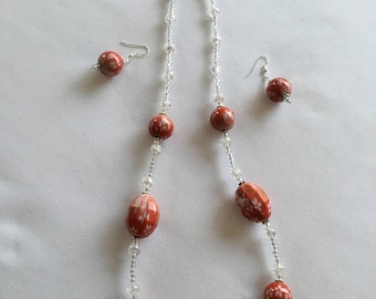 Chunky bead necklace and earring set