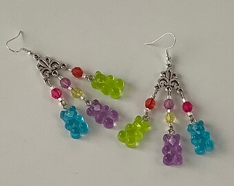Teddy Bear Dangly Earrings