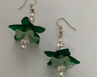 Pretty Green Flower Earrings
