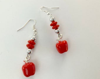 Bright Red Apple Dangly Beads
