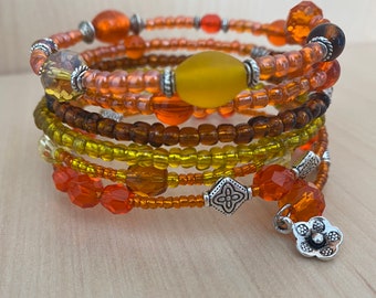 Orange, Yellow and Brown Memory Bracelet