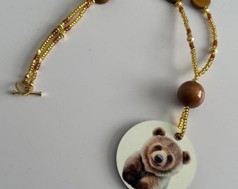 Large Bear Pendant Necklace