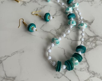 Beaded Necklace and Earrings