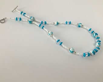 Blue and White Necklace
