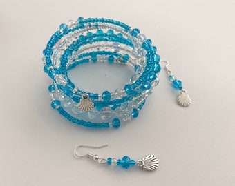 Pretty Blue Memory bracelet and Earrings