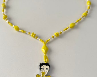 Yellow Dress Betty Boop Pendant Necklace