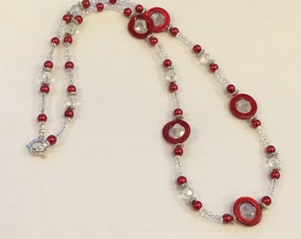 Red and crystal beaded necklace