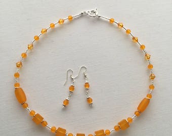 Orange beaded necklace