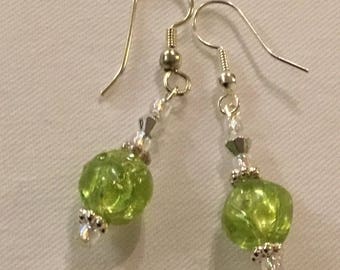 Bright green earrings