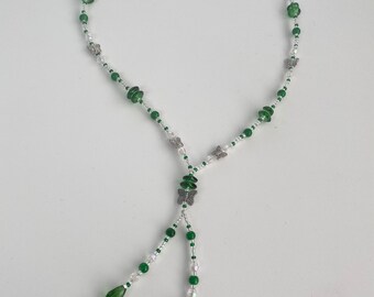 Pretty Green Bead Butterfly Necklace