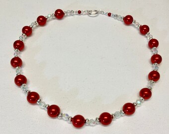 Red Beaded Choker Necklace