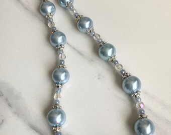 Chunky Pale Blue Pearly Necklace