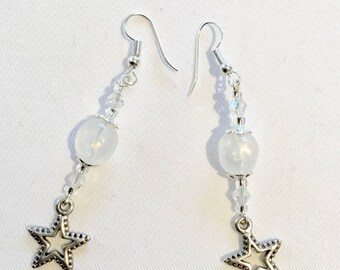 Dangly Silver star earrings