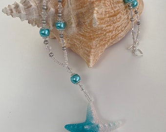 Large Starfish Pendant Blue Necklace