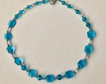 Dazzling Blue Glass Beaded Necklace