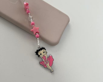 Pink Dressed Betty Boop Phone Charm Accessory