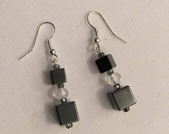 Grey hermatite beaded earrings
