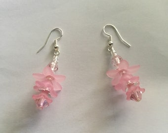 Pretty pink flower bead earrings
