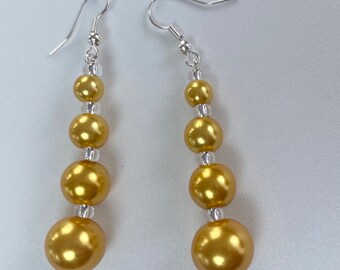 Bright Gold Pearly Bead Earrings