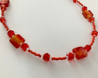 Red Glass Bead Necklace