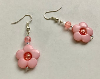 Pretty Pink Flower Earrings