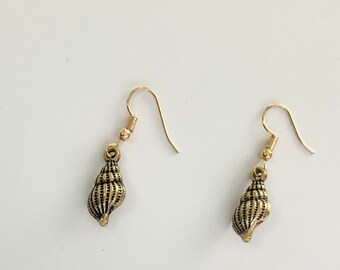 Gold Shell Charm Earrings
