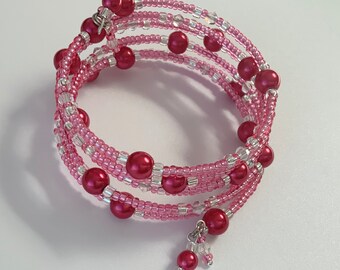 Pretty Pink Memory Bracelet and Earrings