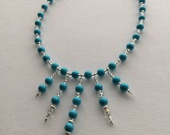 Beaded Blue choker necklace