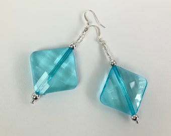 Large Blue Dangle Earrings