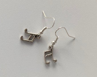Musical Note Silver Plated Charm Earrings